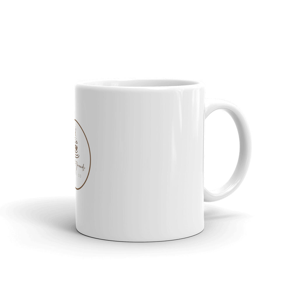 Delicate Grounds White glossy mug